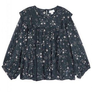 Velvet Navy Boho Top ~ Medium